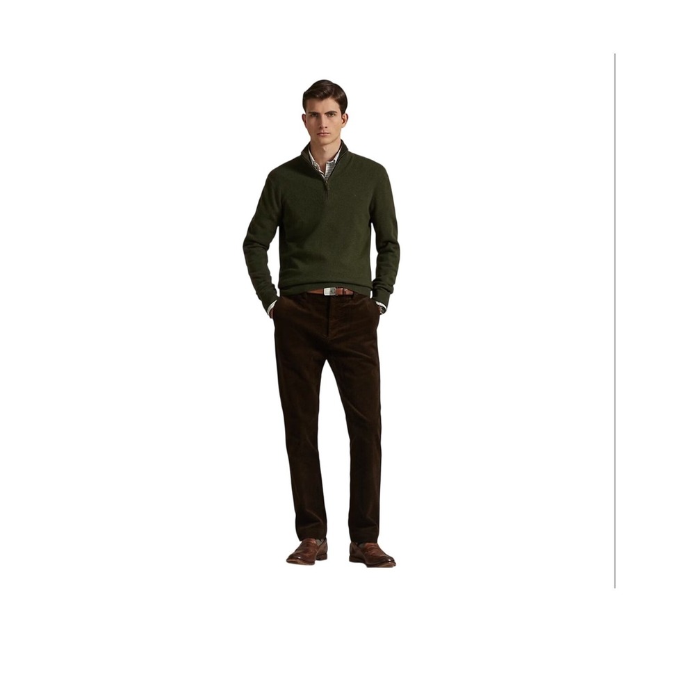 Ralph Lauren Mens Rich Brown Corduroy Pants Straight Leg 36x32 Cotton Trousers